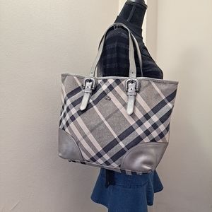 Burberry Silver Shimmer Metallic Tote Bag